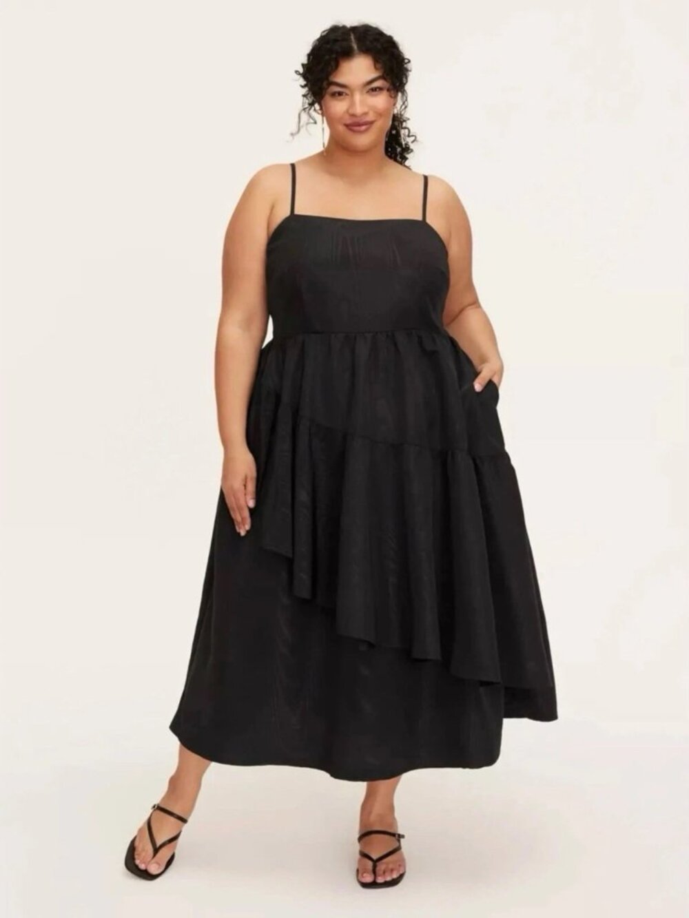 NWT Kate Spade x Target Black Moiré Tiered Ruffle Midi Tank Dress, Size M